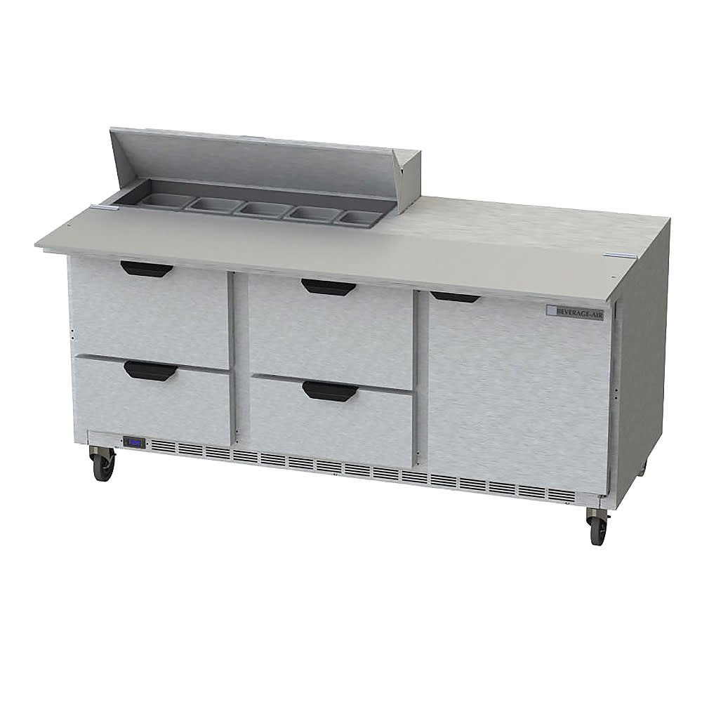 Beverage-Air SPED72HC-10C-4 72" Hydrocarbon Series Sandwich/Salad Prep Table w/ Refrigerated Base, 115v