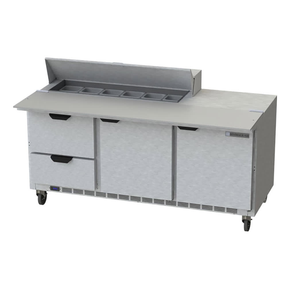 Beverage-Air SPED72HC-12C-2 72" Hydrocarbon Series Sandwich/Salad Prep Table w/ Refrigerated Base, 115v