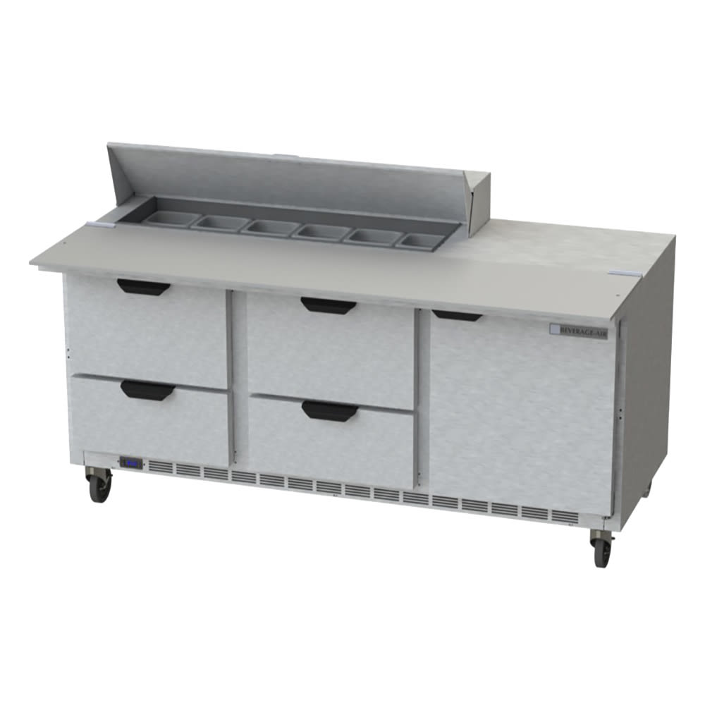 Beverage-Air SPED72HC-12C-4 72" Hydrocarbon Series Sandwich/Salad Prep Table w/ Refrigerated Base, 115v