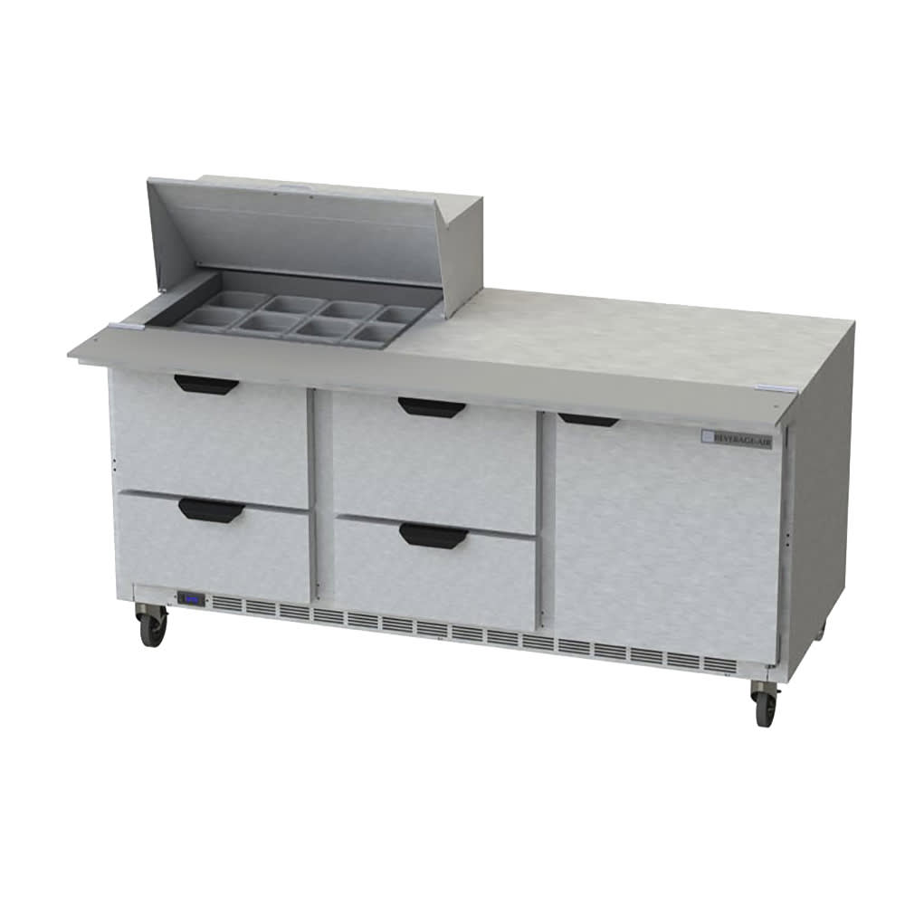 Beverage-Air SPED72HC-12M-4 72" Hydrocarbon Series Mega Top Sandwich/Salad Prep Table w/ Refrigerated Base, 115v