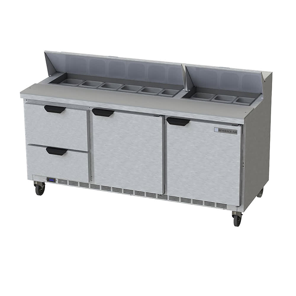 Beverage-Air SPED72HC-18-2 72" Hydrocarbon Series Sandwich/Salad Prep Table w/ Refrigerated Base, 115v