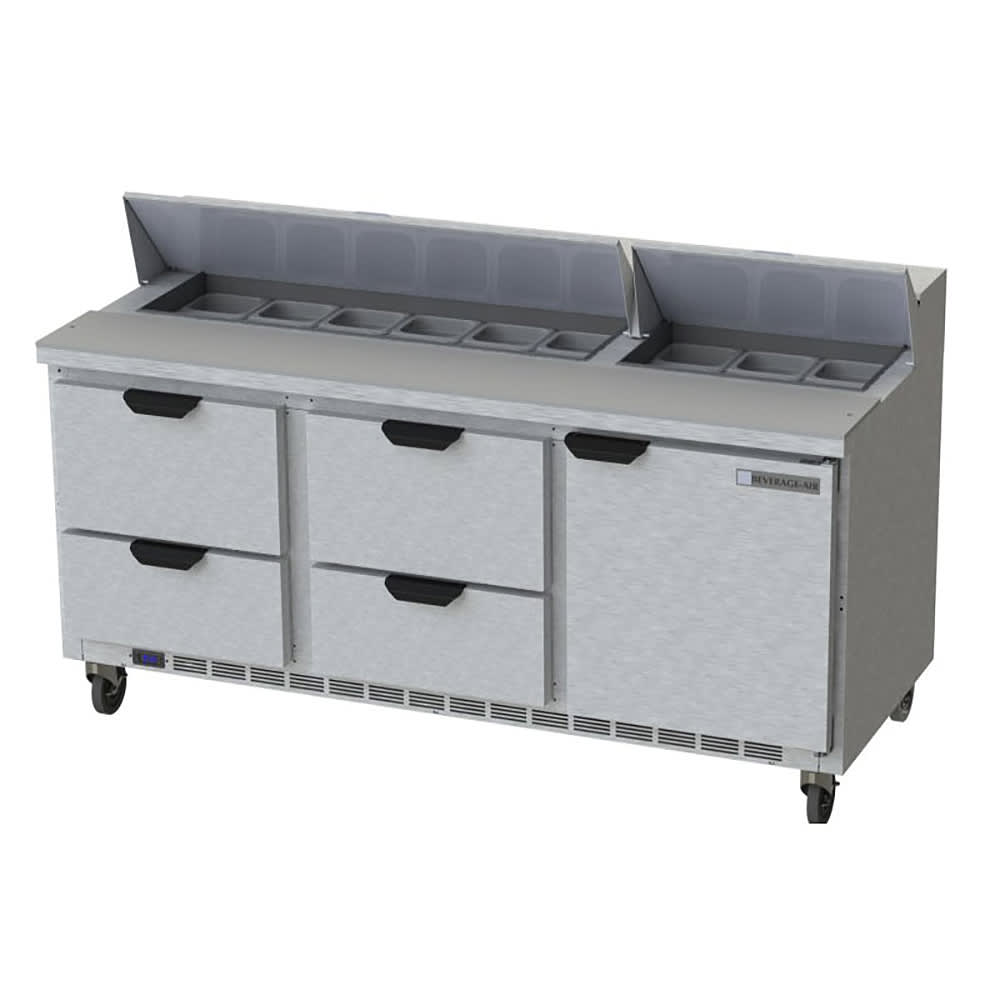 Beverage-Air SPED72HC-18-4 72" Hydrocarbon Series Sandwich/Salad Prep Table w/ Refrigerated Base, 115v