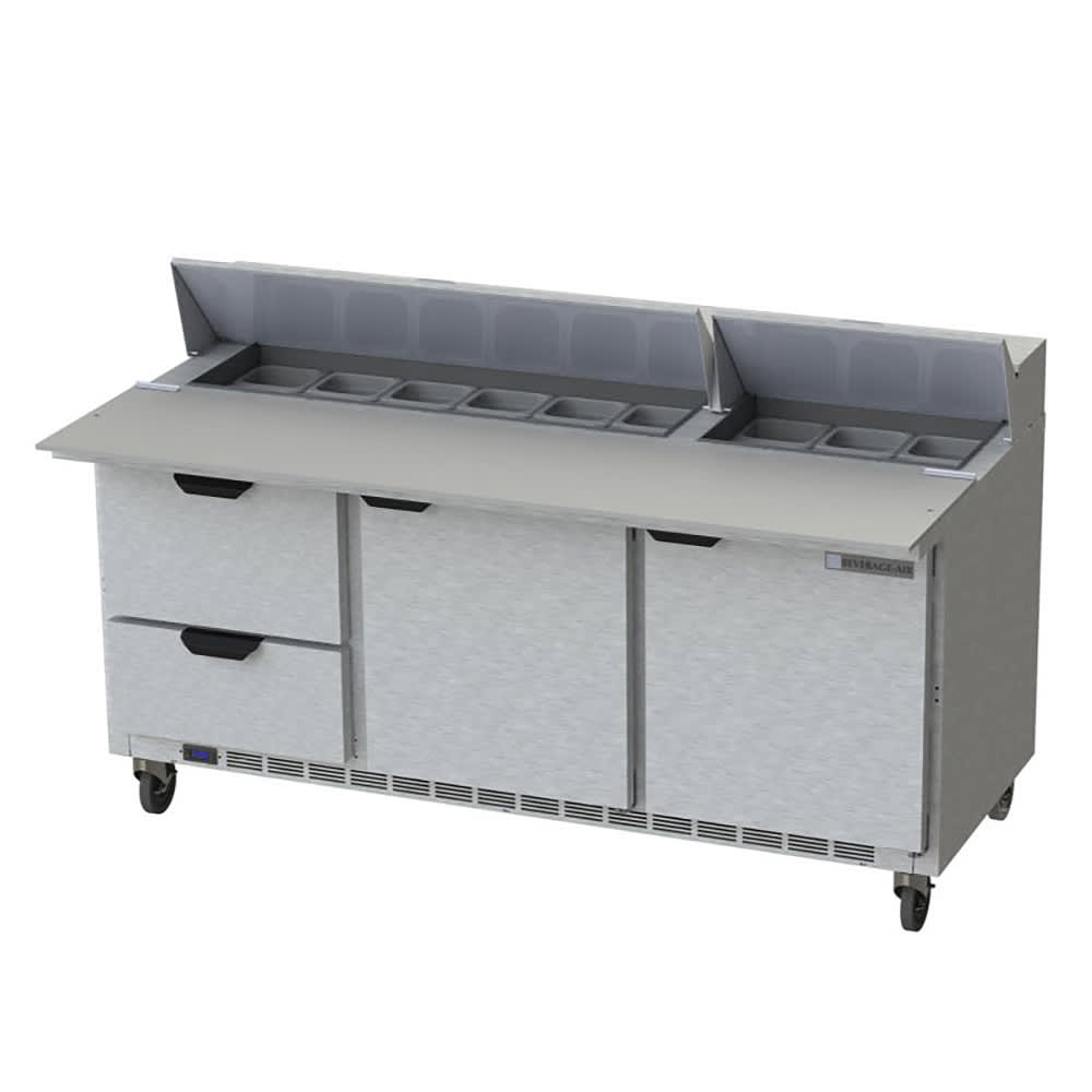 Beverage-Air SPED72HC-18C-2 72" Hydrocarbon Series Sandwich/Salad Prep Table w/ Refrigerated Base, 115v