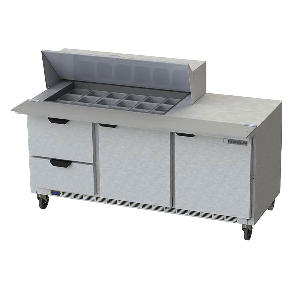 Beverage-Air SPED72HC-18M-2 72" Hydrocarbon Series Mega Top Sandwich/Salad Prep Table w/ Refrigerated Base, 115v