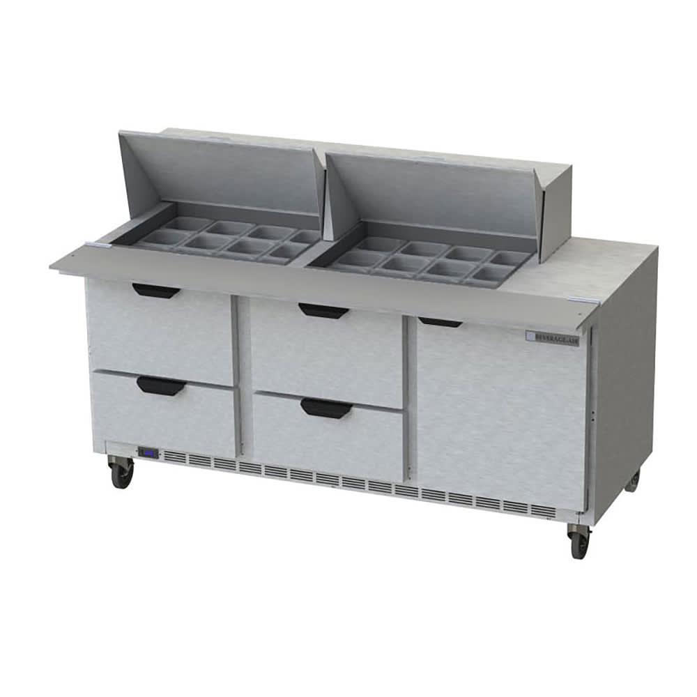 Beverage-Air SPED72HC-24M-4 72" Hydrocarbon Series Mega Top Sandwich/Salad Prep Table w/ Refrigerated Base, 115v