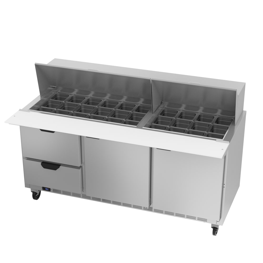 Beverage-Air SPED72HC-30M-2 72" Hydrocarbon Series Mega Top Sandwich/Salad Prep Table w/ Refrigerated Base, 115v