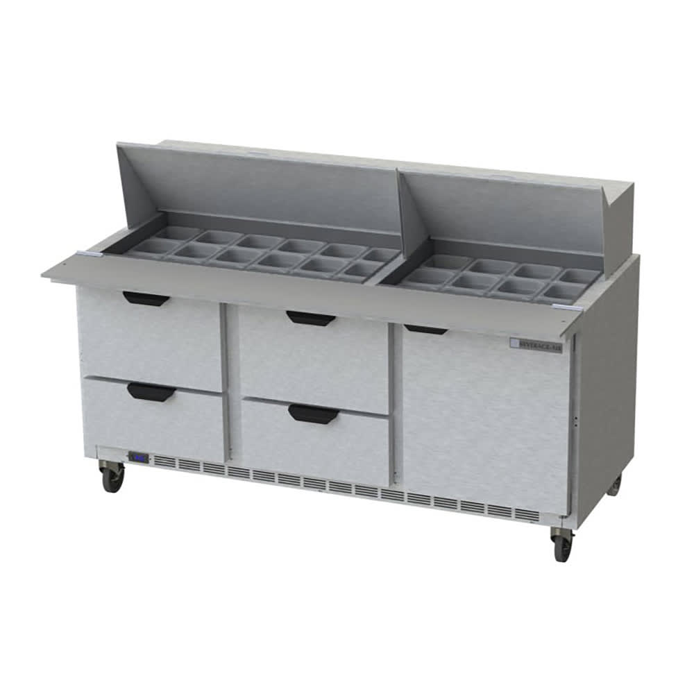 Beverage-Air SPED72HC-30M-4 72" Hydrocarbon Series Mega Top Sandwich/Salad Prep Table w/ Refrigerated Base, 115v