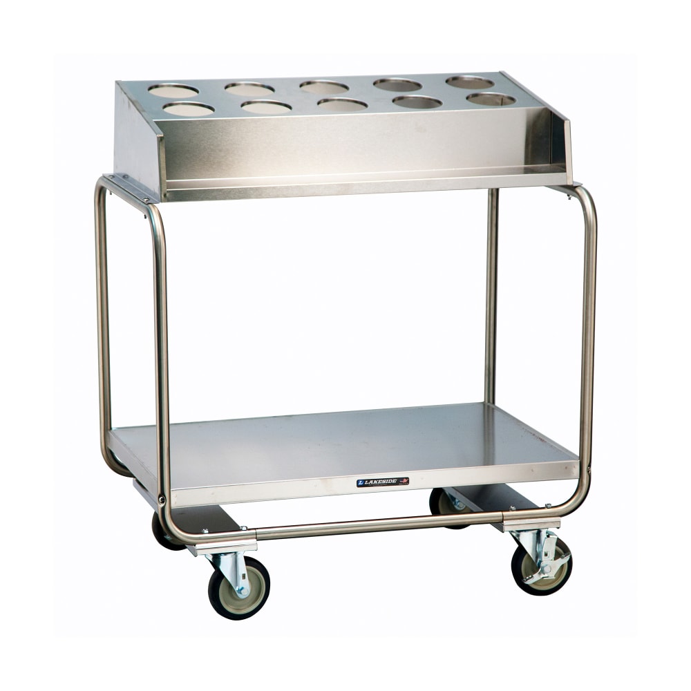 Lakeside 213 Tray Silver Cart w/ (10) Flatware Cylinder Capacity, 500 lb