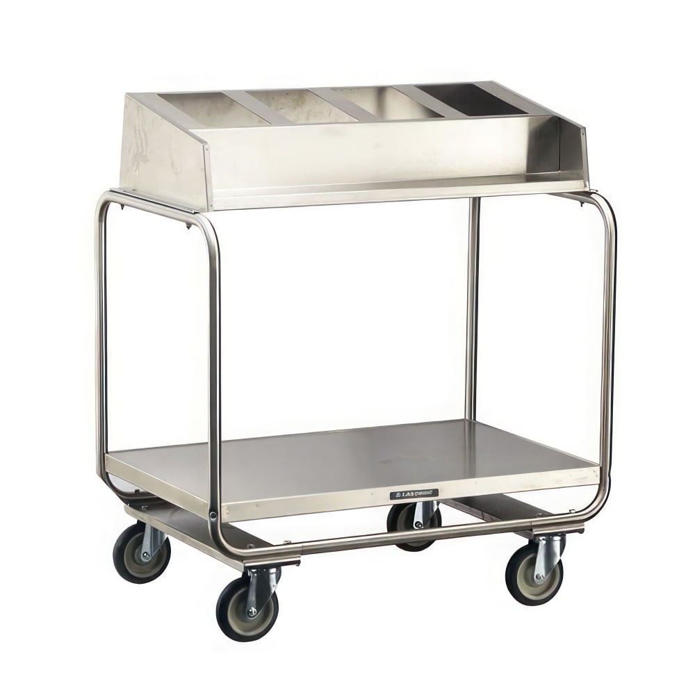 Lakeside 214 Tray & Silver Cart w/ Angle Frame & (4) 1/3 Size Pans