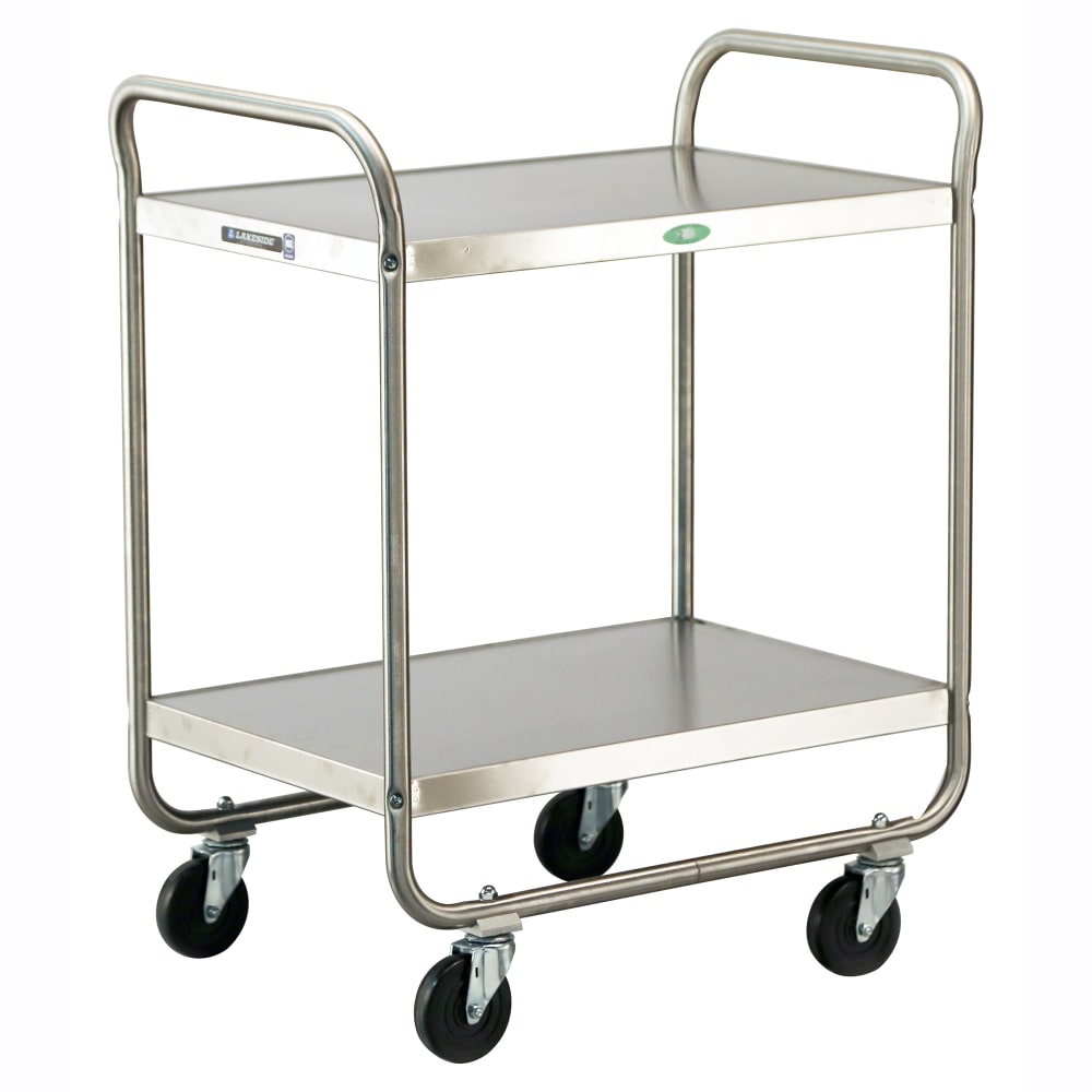 Lakeside 221 2 Level Stainless Utility Cart w/ 500 lb Capacity, Flat Ledges