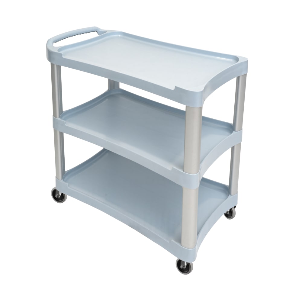 Lakeside 2501 3 Shelf Utility Cart w/ Push Handles, 300 lb Capacity, Grey