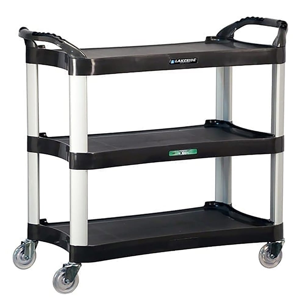 Lakeside 2512 3 Level Polymer Utility Cart w/ 500 lb Capacity, Raised Ledges