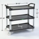 Lakeside 2512 3 Level Polymer Utility Cart w/ 500 lb Capacity, Raised Ledges thumbnail 3