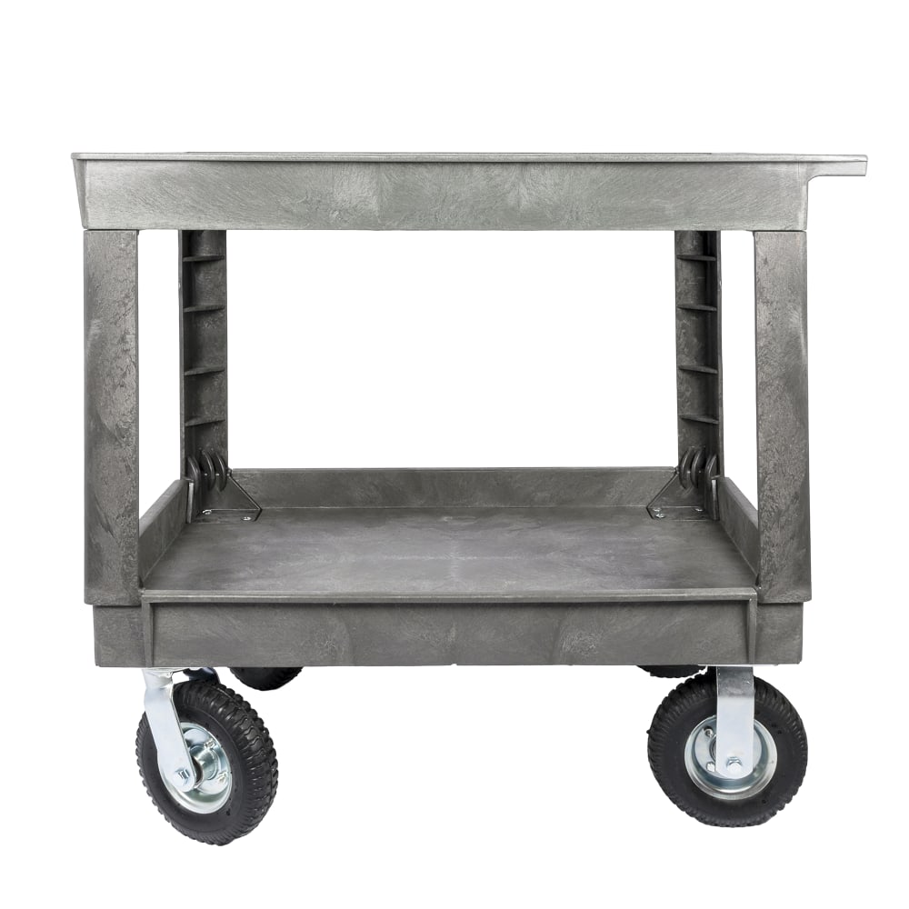 Lakeside 2523P 2 Level Plastic Utility Cart w/ 500 lb Capacity - Raised Ledges, Gray