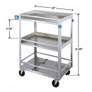 Lakeside 316 3 Level Stainless Utility Cart w/ 300 lb Capacity, Raised Ledges thumbnail 2