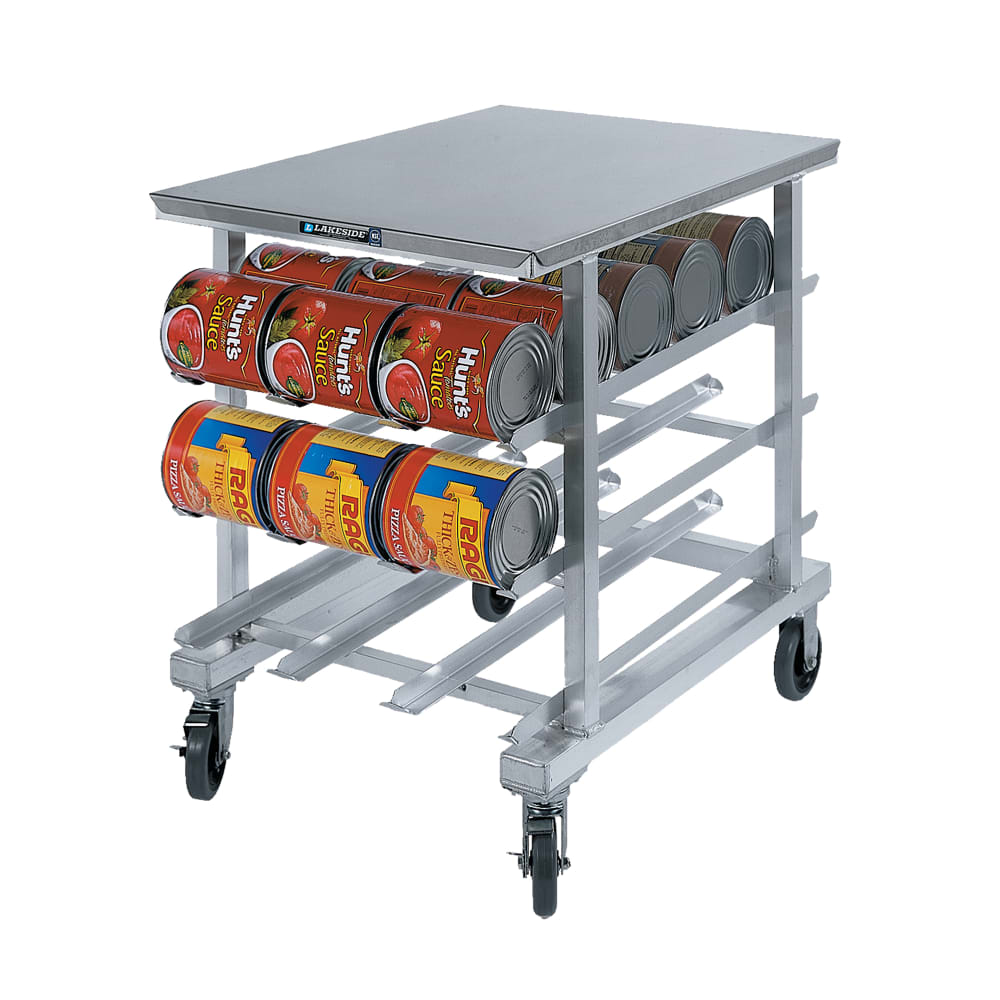 Lakeside 346 35"H Mobile Can Rack w/ (54) #10 or (72) #5 Capacity, Work Top
