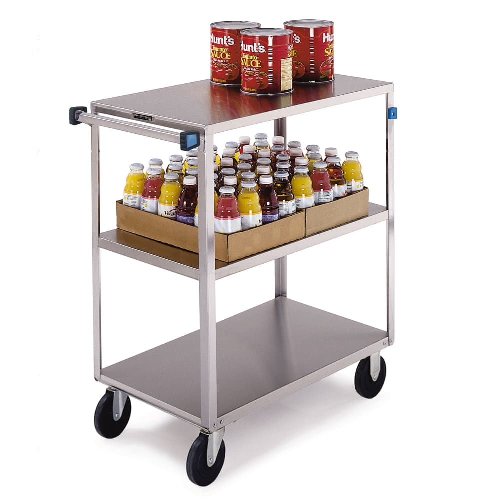 Lakeside 352 3 Level Stainless Utility Cart w/ 500 lb Capacity, Flat Ledges