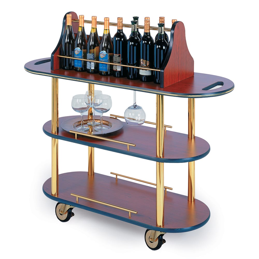 Geneva 42 1/2" Polymer Beverage Service Cart - 16"D x 47 1/4"H - Wood, Victorian Cherry (37207)