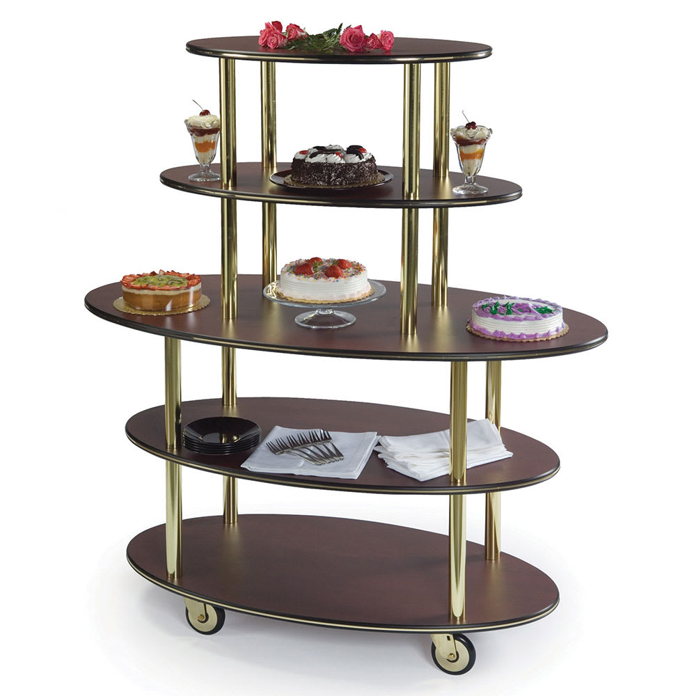 Geneva Oval Dessert Cart w/ Multi-Tiered Design - Mahogany (37212)