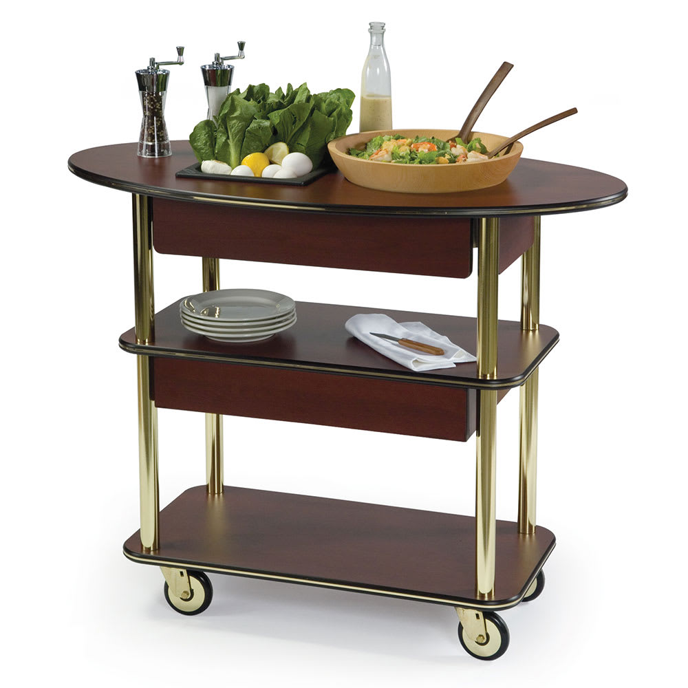 Geneva Oval Dessert Cart w/ Multi-Tiered Design - Mahogany (37307)