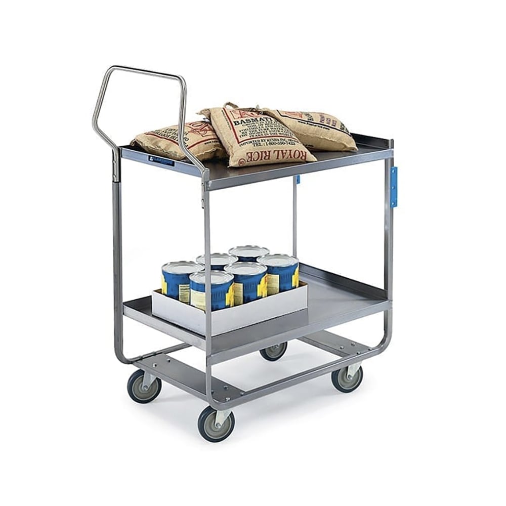 Lakeside 4521 2 Level Stainless Utility Cart w/ 700 lb Capacity, Raised Ledges