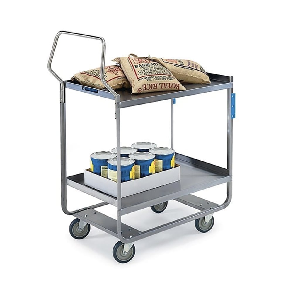Lakeside 4522 2 Level Stainless Utility Cart w/ 700 lb Capacity, Raised Ledges