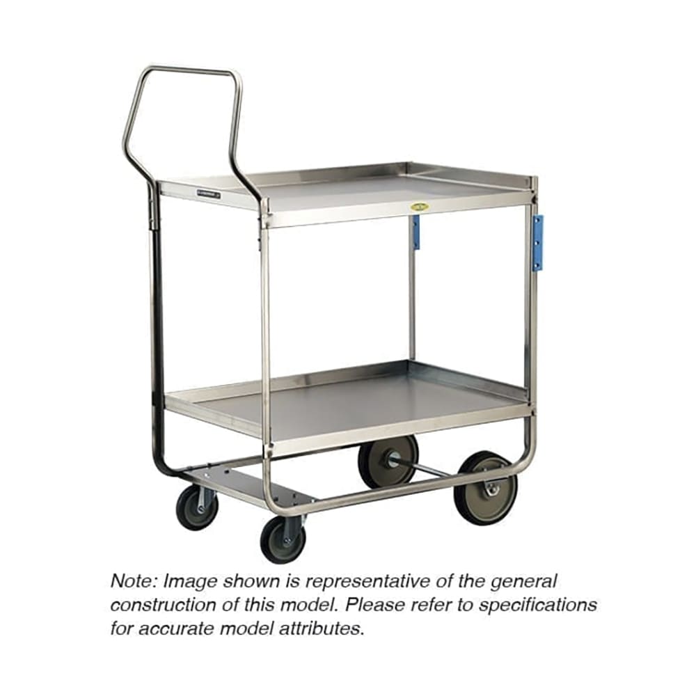 Lakeside 4544 2 Level Stainless Utility Cart w/ 700 lb Capacity, Raised Ledges