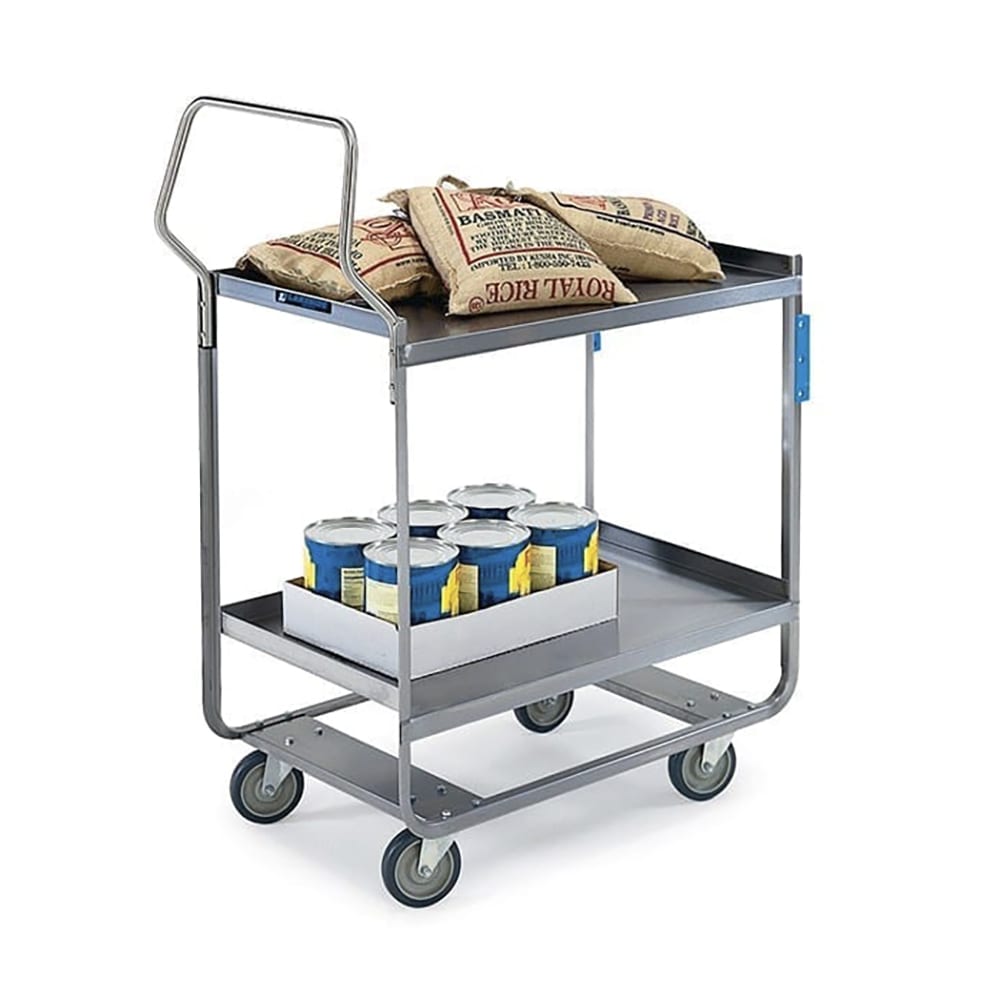 Lakeside 4558 2 Level Stainless Utility Cart w/ 700 lb Capacity, Raised Ledges