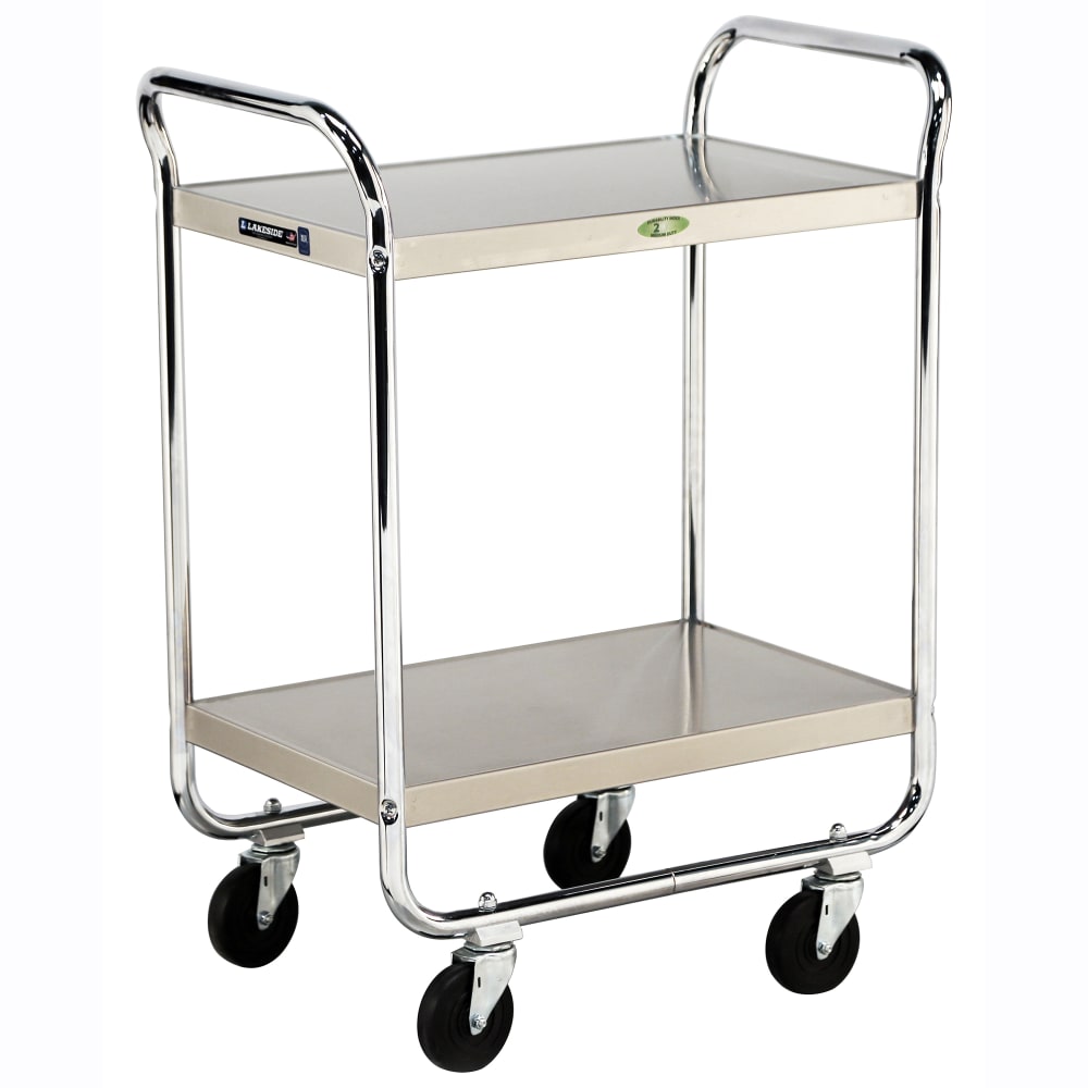 Lakeside 472 2 Level Stainless Utility Cart w/ 500 lb Capacity, Flat Ledges