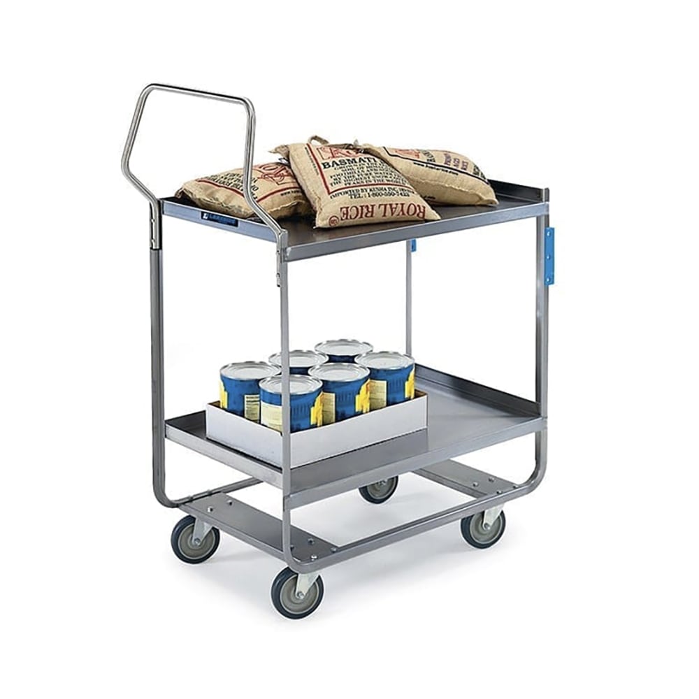 Lakeside 4721 2 Level Stainless Utility Cart w/ 700 lb Capacity, Raised Ledges