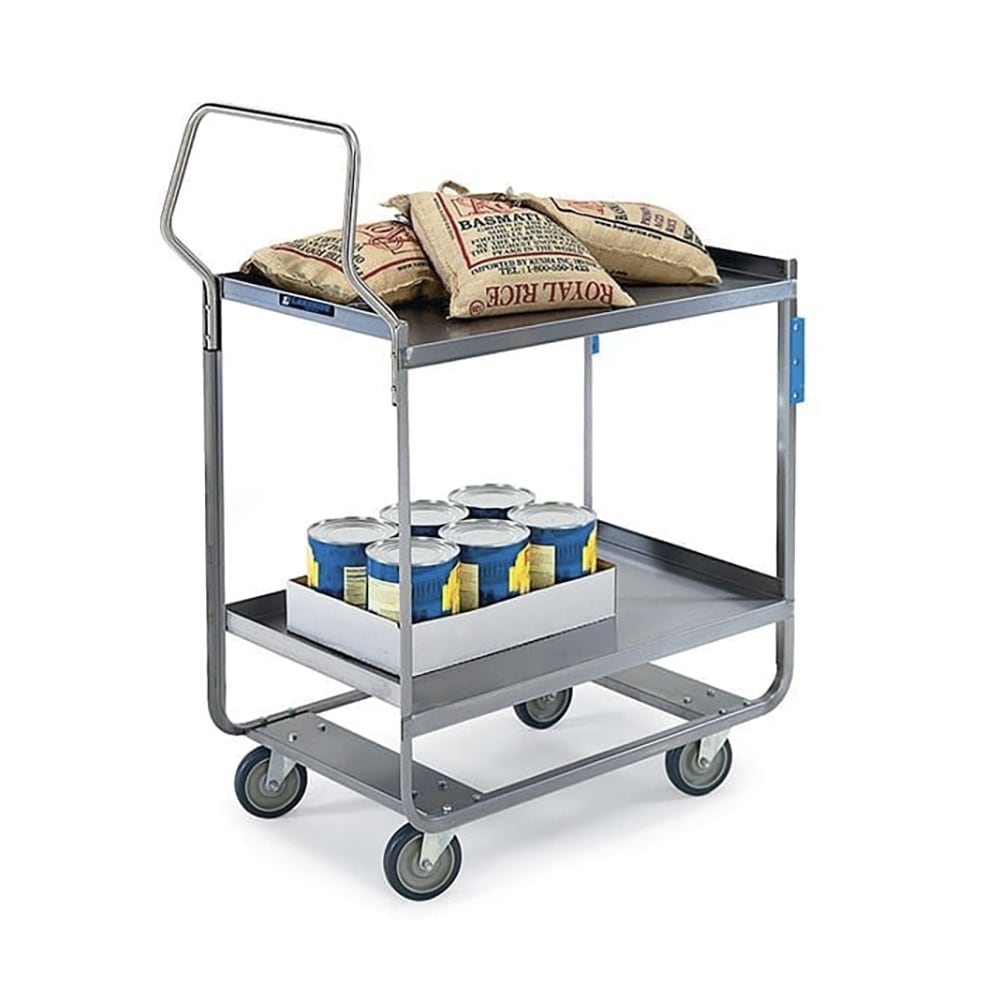 Lakeside 4722 2 Level Stainless Utility Cart w/ 700 lb Capacity, Raised Ledges