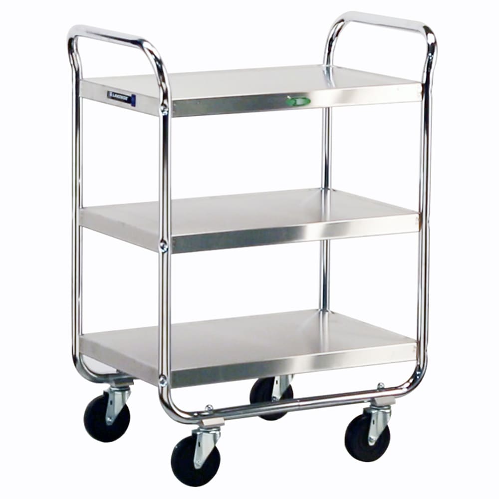 Lakeside 473 3 Level Stainless Utility Cart w/ 500 lb Capacity, Flat Ledges