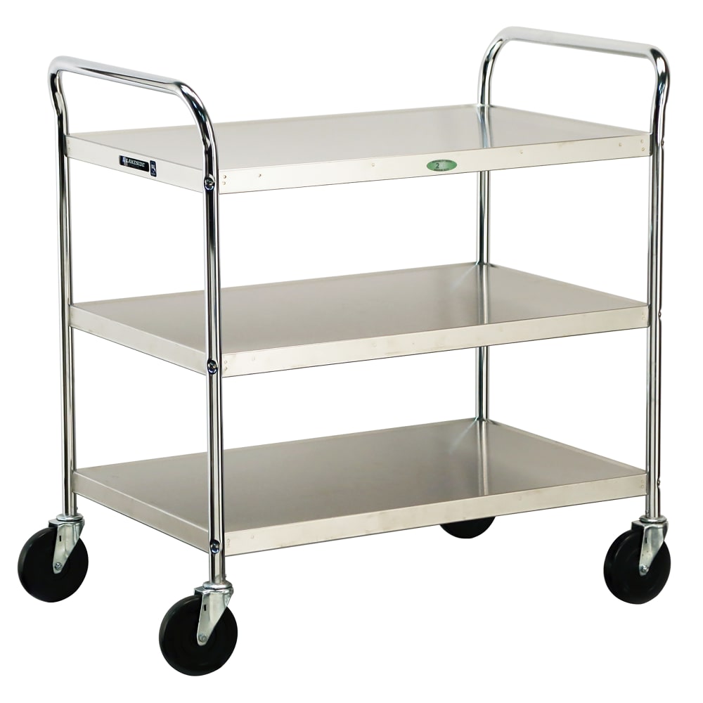 Lakeside 489 3 Level Stainless Utility Cart w/ 500 lb Capacity, Flat Ledges