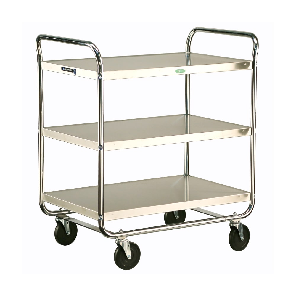 Lakeside 493 3 Level Stainless Utility Cart w/ 500 lb Capacity, Flat Ledges