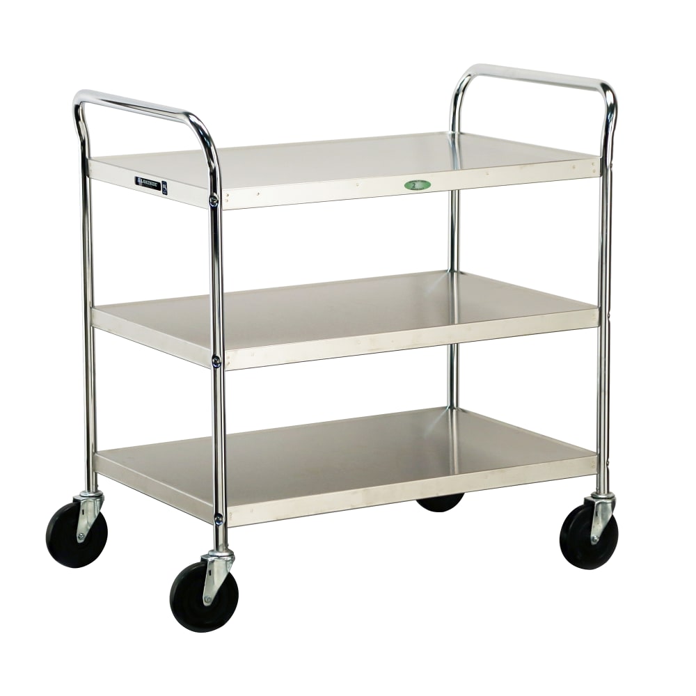 Lakeside 499 3 Level Chrome Plated Utility Cart w/ 500 lb Capacity, Flat Ledges