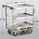Lakeside 522 3 Level Stainless Utility Cart w/ 700 lb Capacity, Raised Ledges thumbnail 2