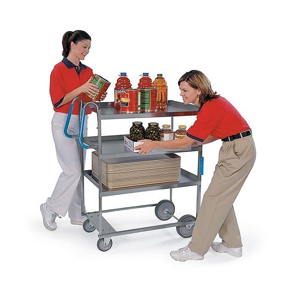 Lakeside 5915 3 Level Stainless Utility Cart w/ 700 lb Capacity, Raised Ledges