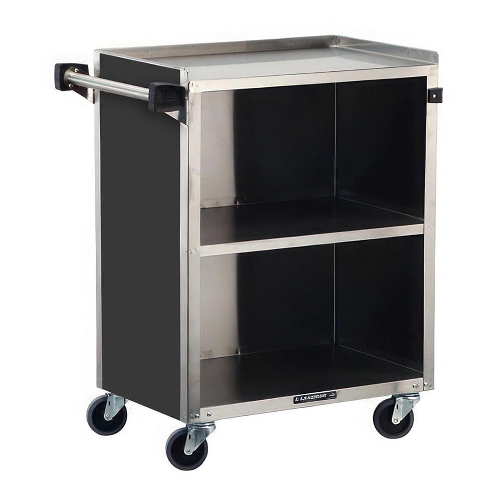 Lakeside 610 27 3/4"L Metal Bus Cart w/ (3) Levels, Shelves, Black