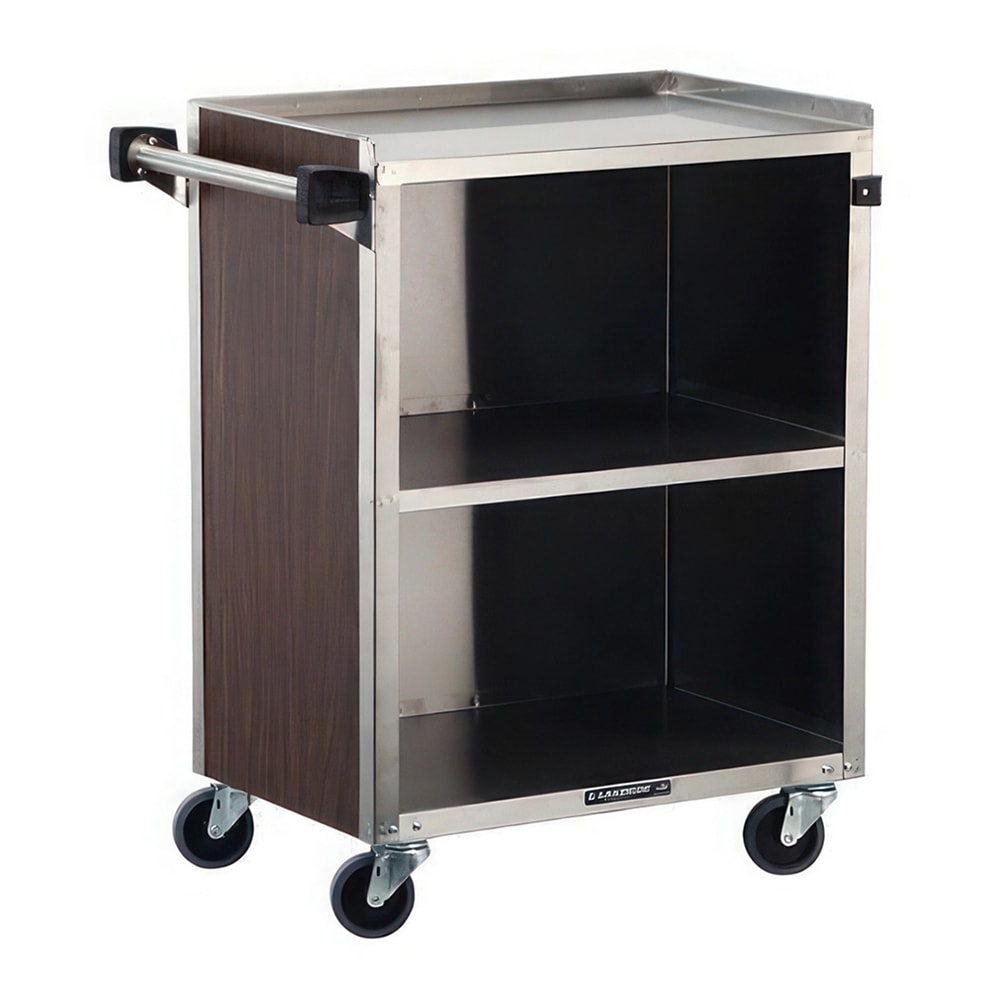 Lakeside 610 27 3/4"L Metal Bus Cart w/ (3) Levels, Shelves, Walnut