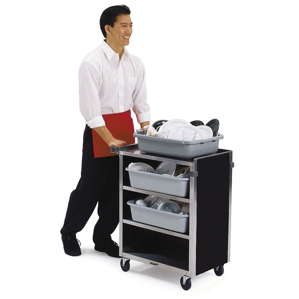 Lakeside 615 27 3/4"L Metal Bus Cart w/ (4) Levels, Shelves, Maple