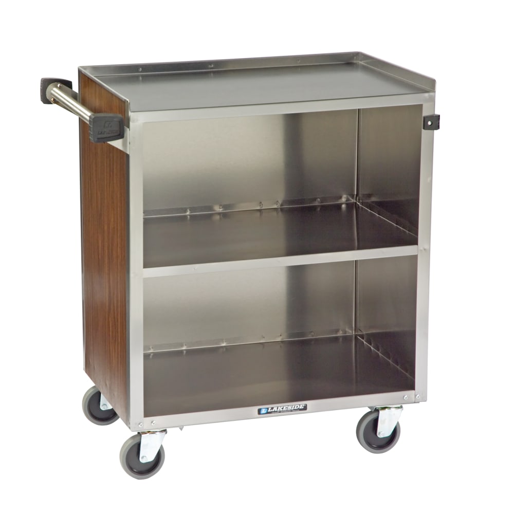 Lakeside 622 30 3/4"L Metal Bus Cart w/ (3) Levels, Shelves, Stainless