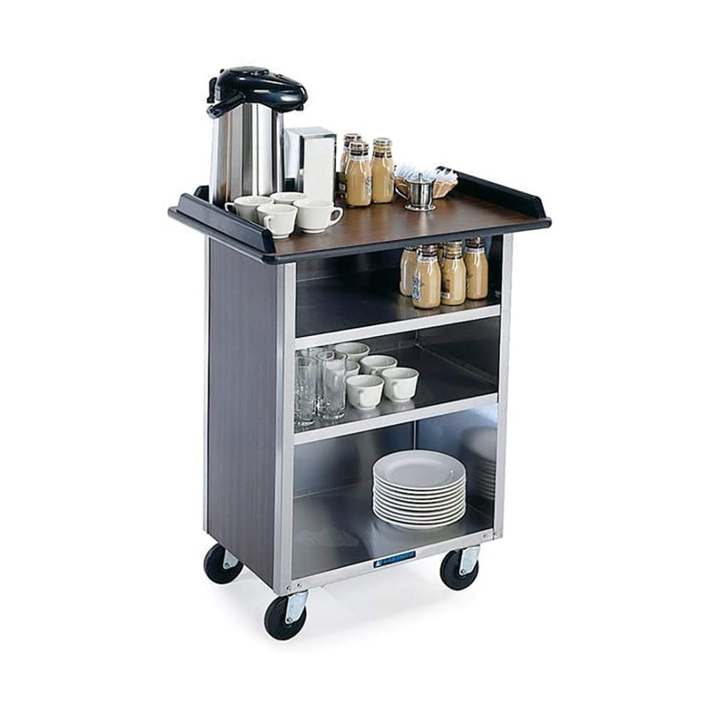 Lakeside 636 BLK 30 1/4" Stainless Beverage Service Cart, 21"D x 38 5/16"H, Black