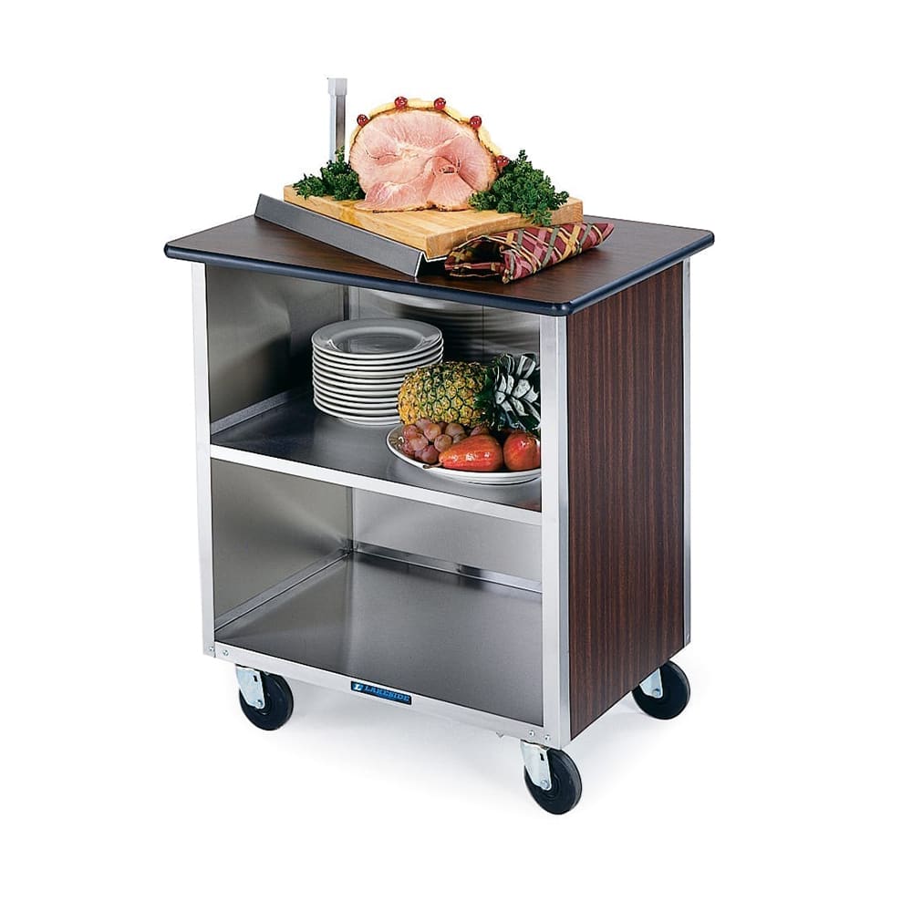 Lakeside 646 36"L Metal Bus Cart w/ (3) Levels, Shelves, Black