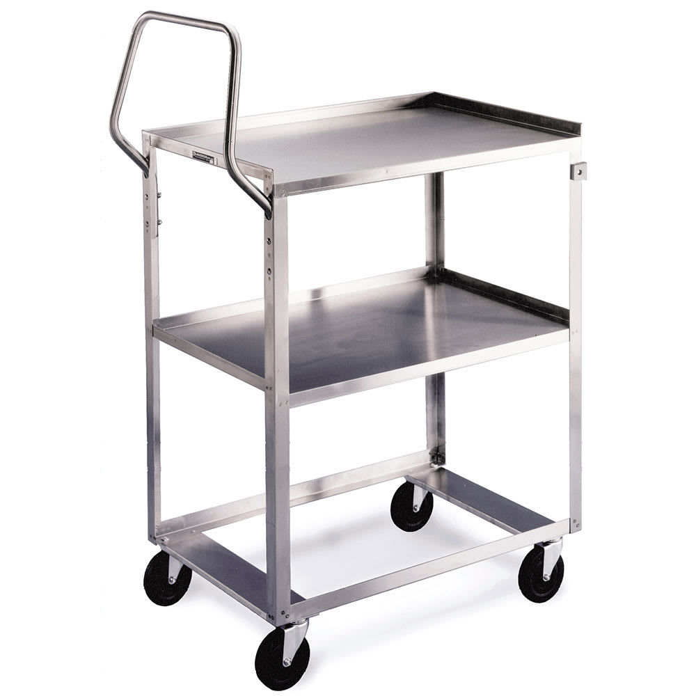 Lakeside 6600 2 Level Stainless Utility Cart w/ 300 lb Capacity, Raised Ledges