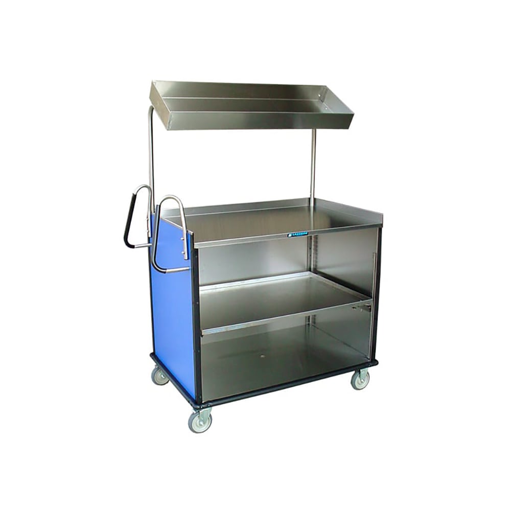 Lakeside 660 Food Cart w/ Overshelf, 49"L x 28 1/4"W x 72 1/4"H, Walnut