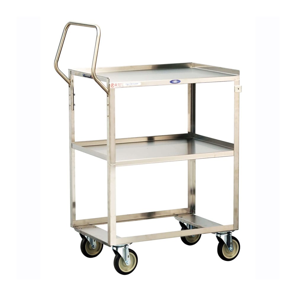 Lakeside 6610 2 Level Stainless Utility Cart w/ 300 lb Capacity, Raised Ledges