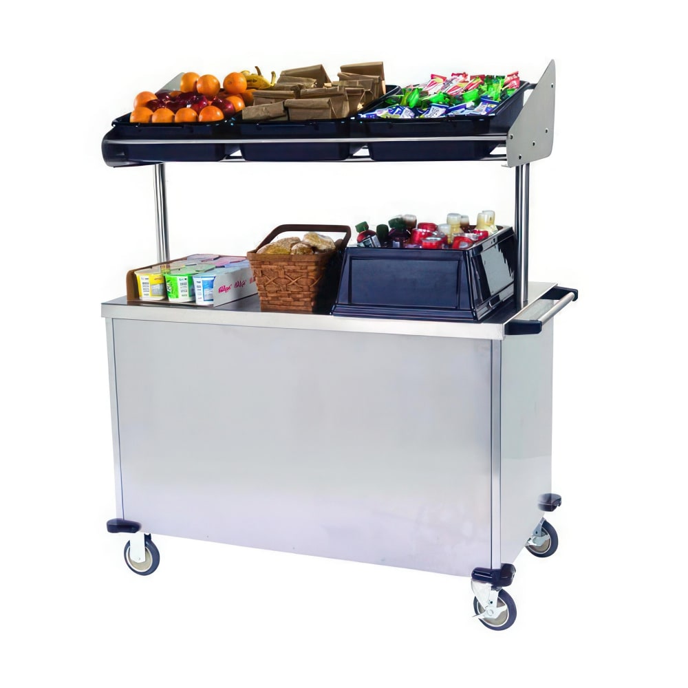Lakeside 663 Food Cart for Breakfast w/ Overshelf, 52 1/4"L x 28"W x 67"H, Stainless