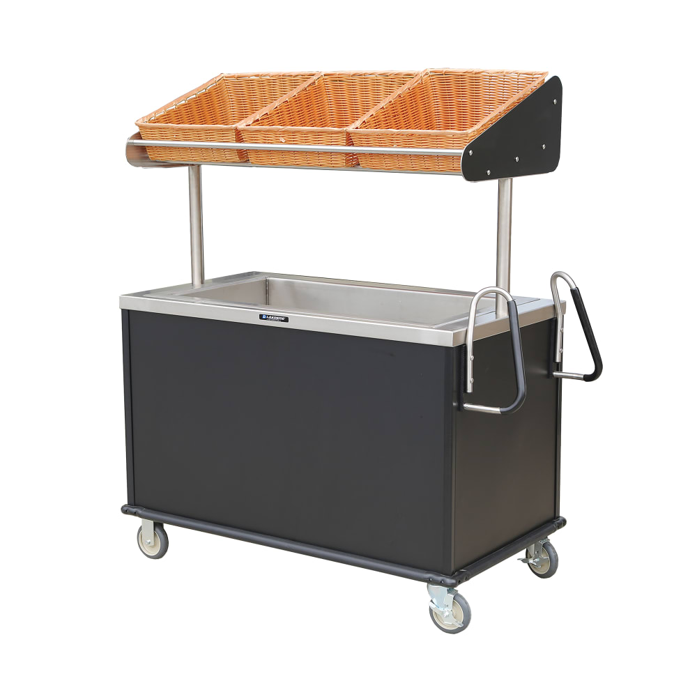 Lakeside 668 Food Cart for Breakfast w/ Overshelf, 54 3/4"L x 28 1/2"W x 67"H, Stainless