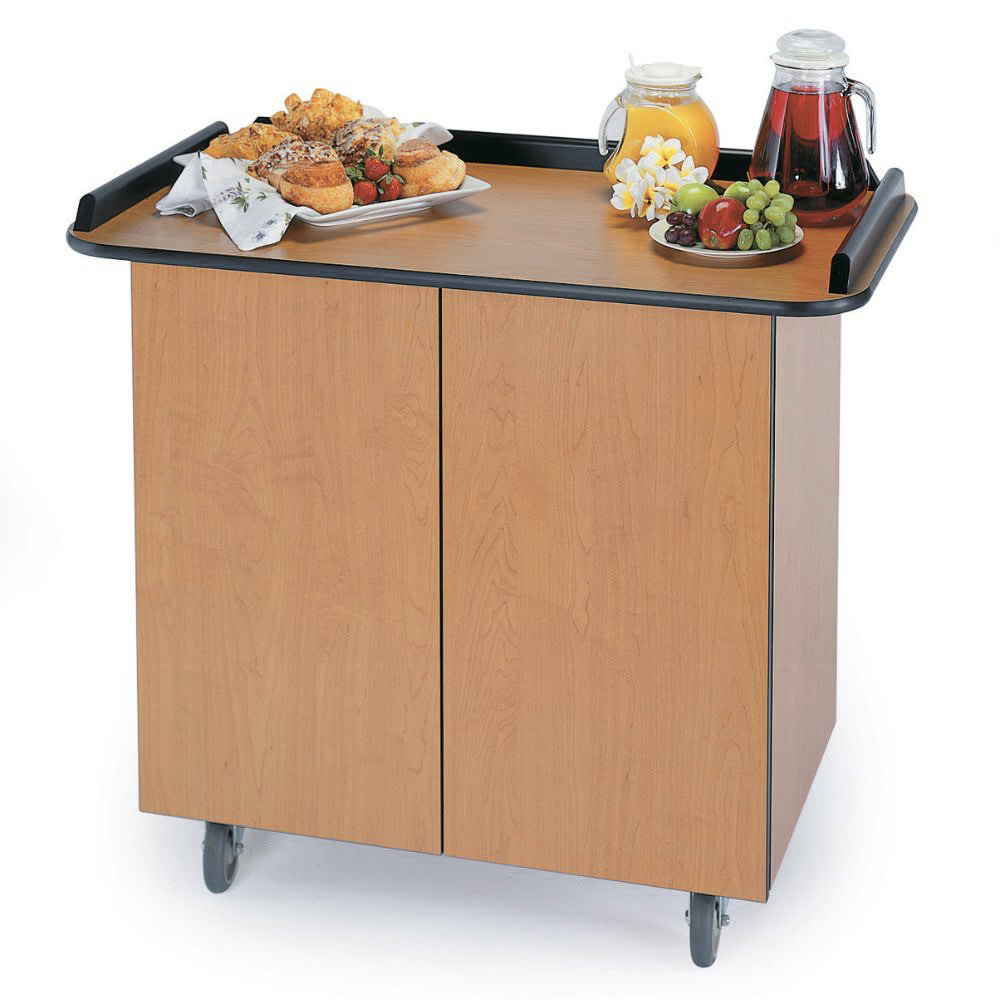 Lakeside 67105 45 1/2" Mobile Enclosed Beverage Service Cart w/ (3) Levels & (2) Doors - Wood, Maple