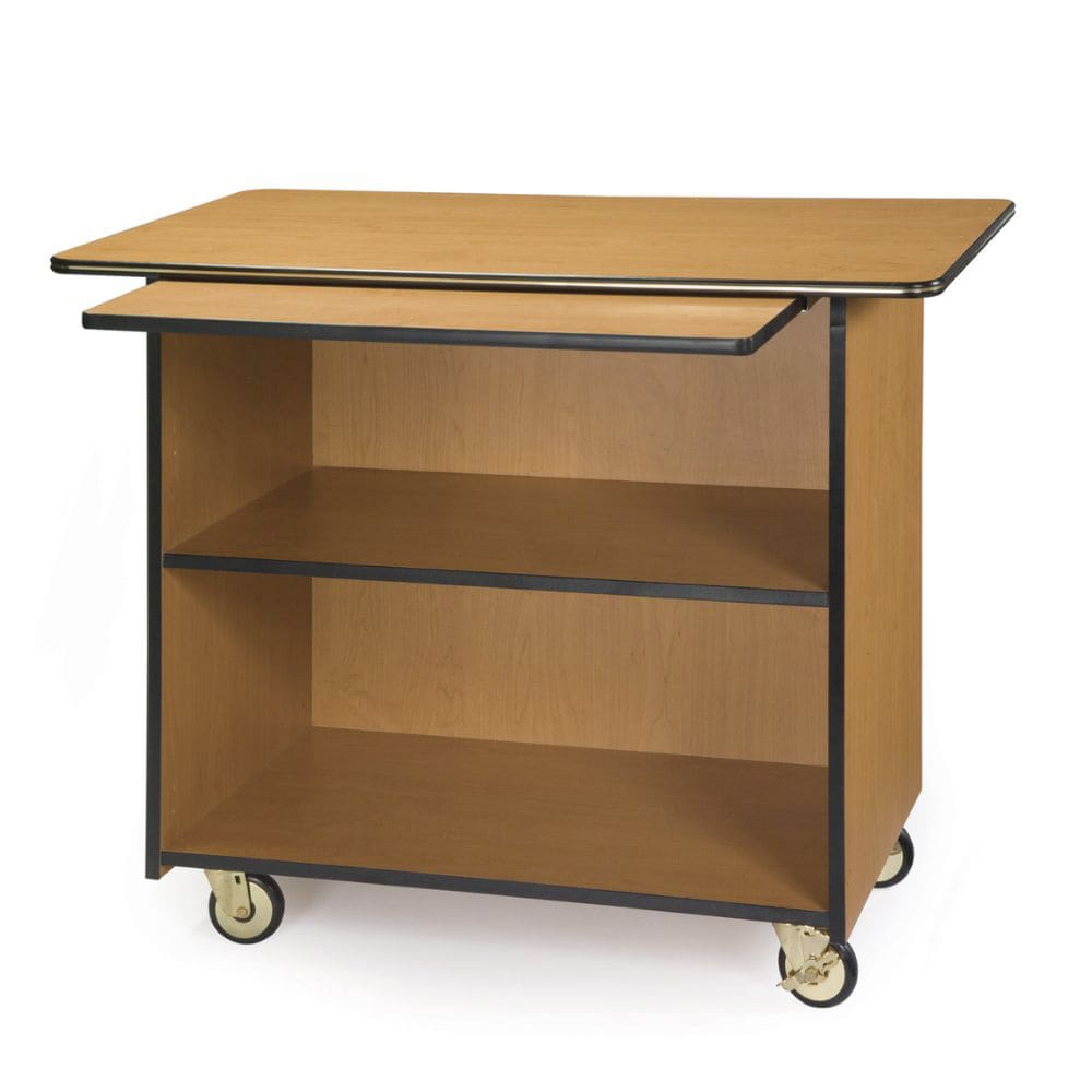 Lakeside 67109 45 1/2" Mobile Enclosed Beverage Service Cart w/ (3) Levels & Pull Out Shelf - Wood, Maple